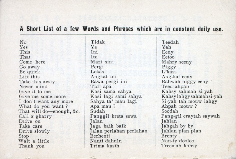 Traveller's Malay pronouncing hand-book - Short list 1