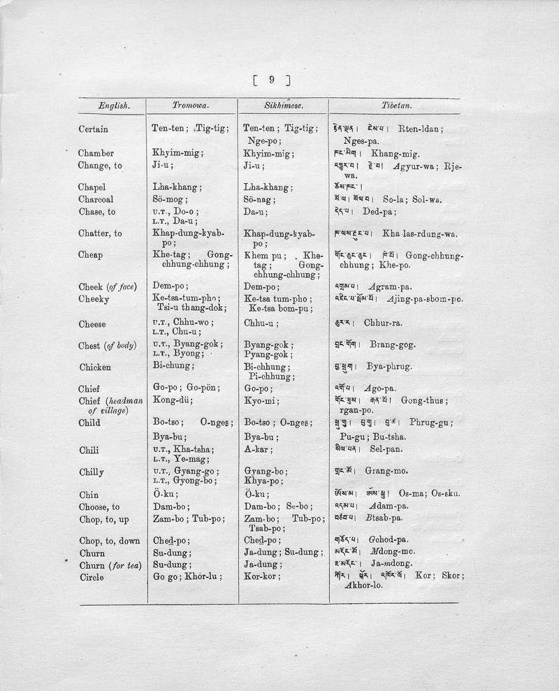 A Vocabulary of the Tromowa dialect of Tibetan spoken in the Chumbi Valley (so far as it differs from standard Tibetan) - digital image 24