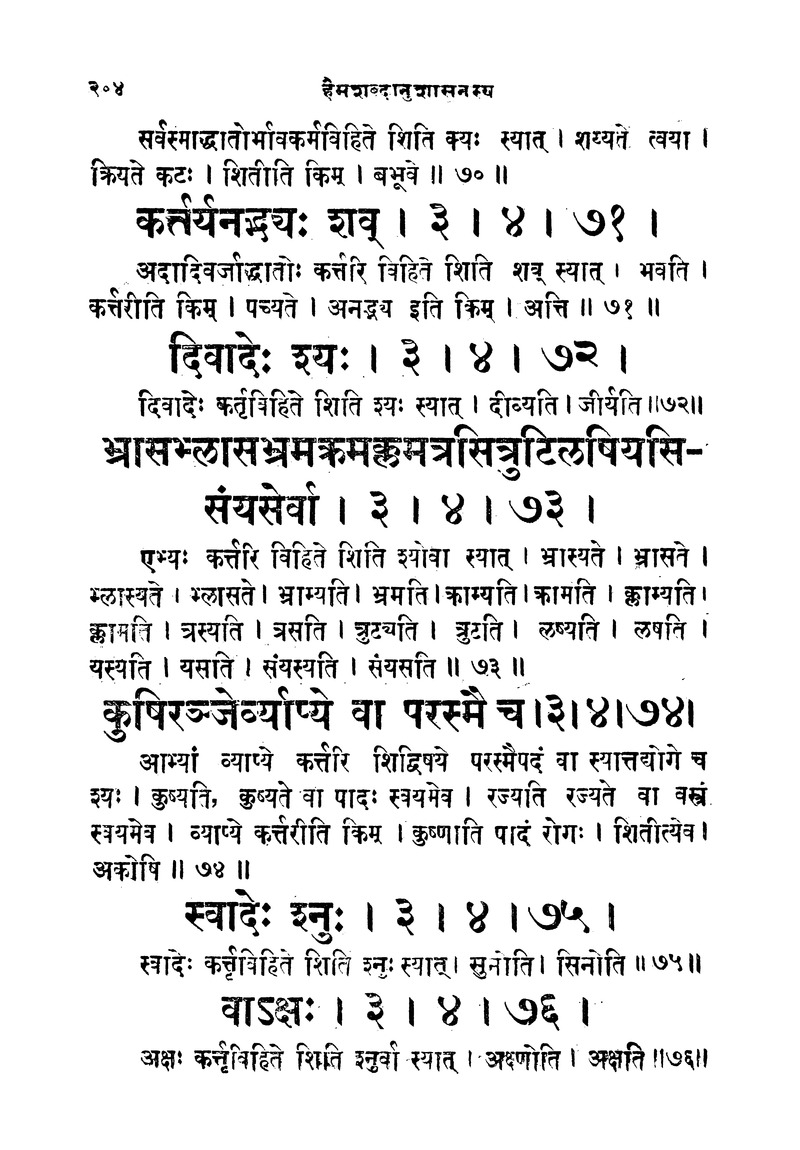 ससद्धहेमचन्द्रासिधानास्वोपज्ञशब्दानुशासन लघुवृसि - Page 204