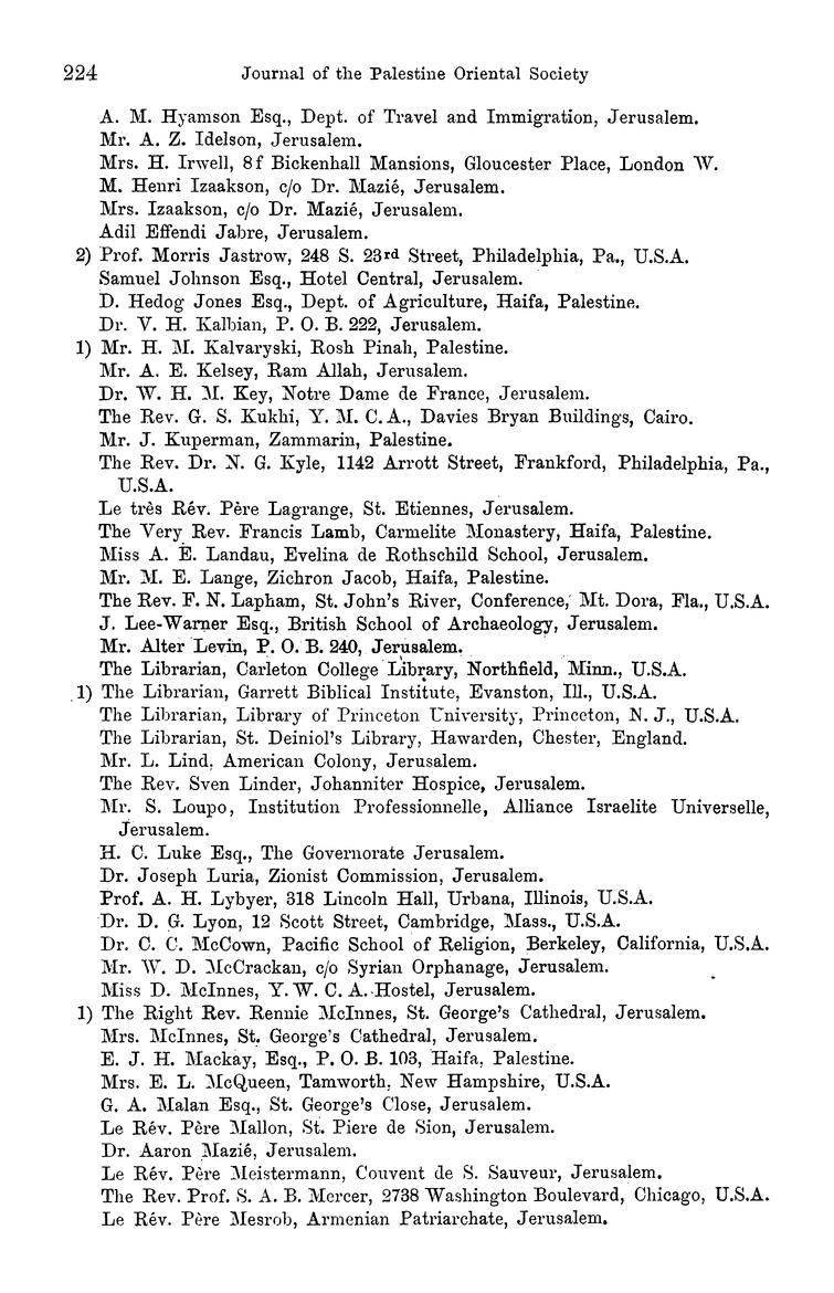Journal of the Palestine Oriental Society - Page 224