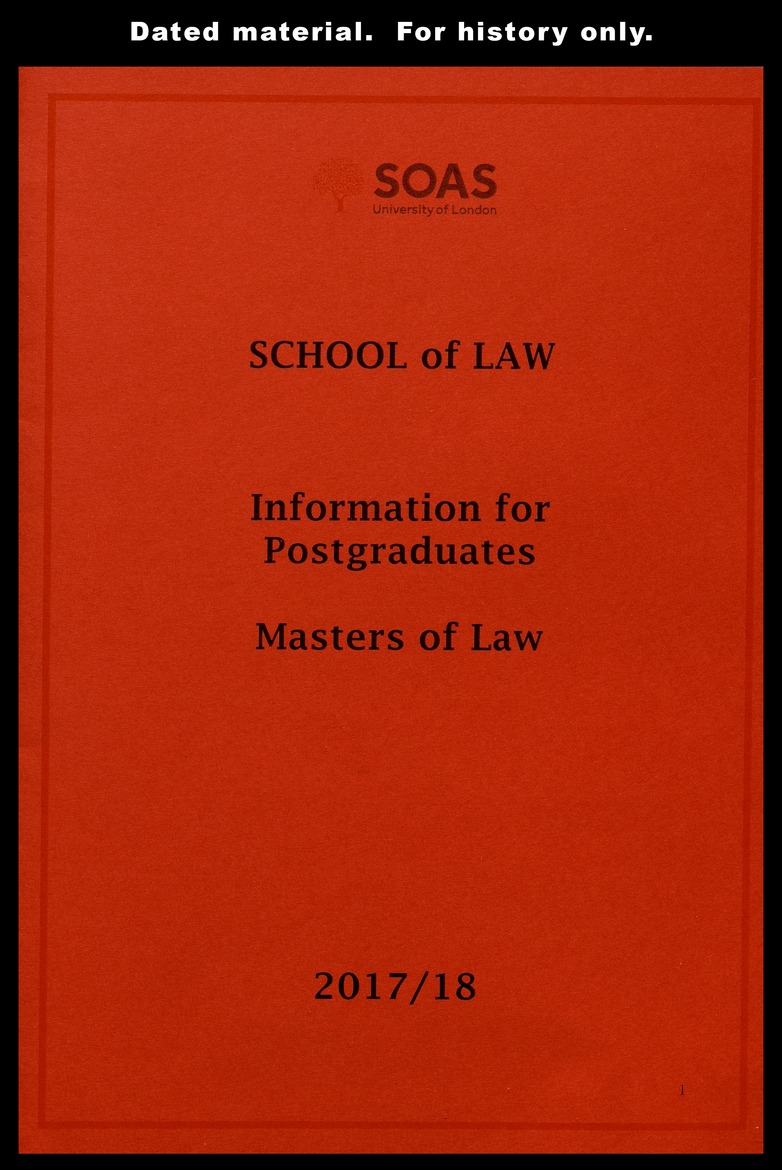 SOAS, University of London, School of Law, Information for Postgraduates - 