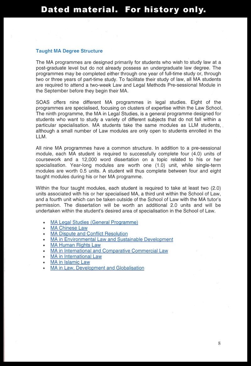 SOAS, University of London, School of Law, Information for Postgraduates - 