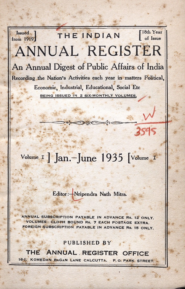 Indian annual register - Page iii