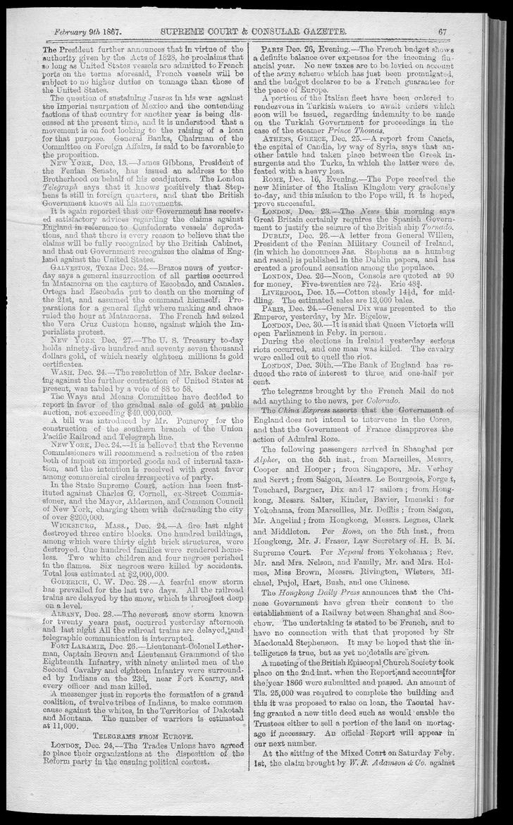 Supreme Court and consular gazette, and law reporter for the Supreme & provincial courts of China & Japan - 