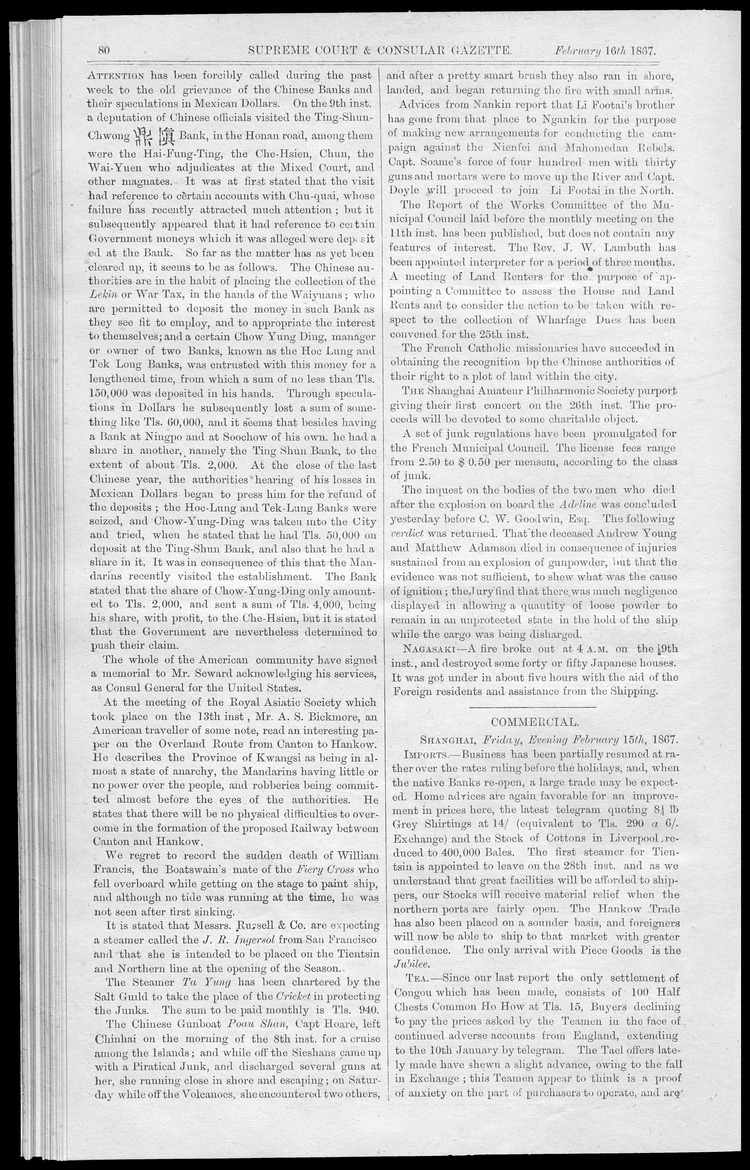 Supreme Court and consular gazette, and law reporter for the Supreme & provincial courts of China & Japan - 