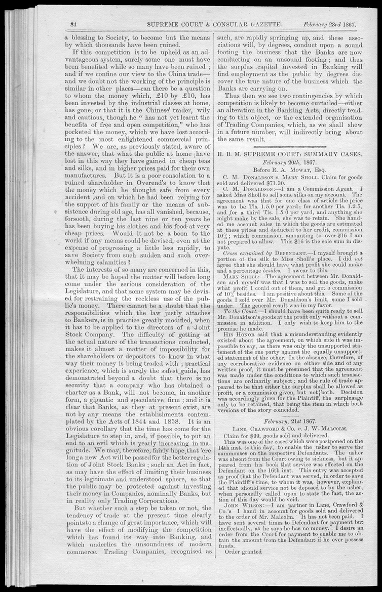 Supreme Court and consular gazette, and law reporter for the Supreme & provincial courts of China & Japan - 