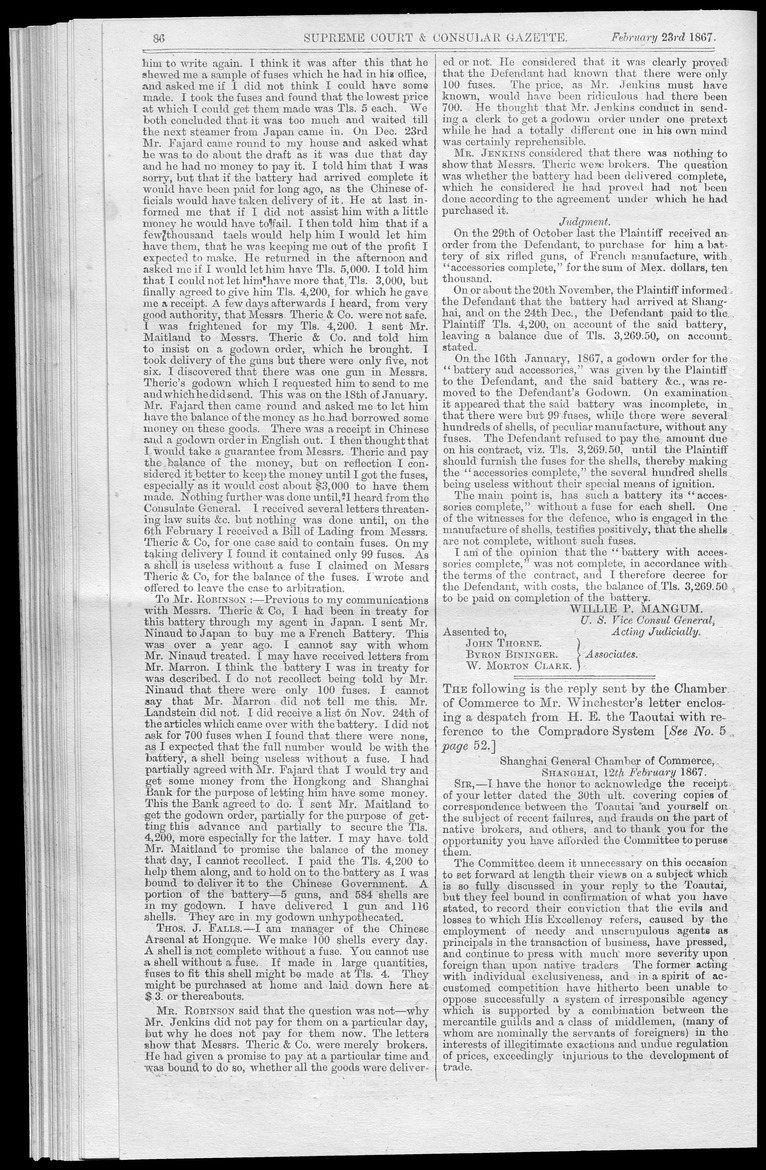 Supreme Court and consular gazette, and law reporter for the Supreme & provincial courts of China & Japan - 