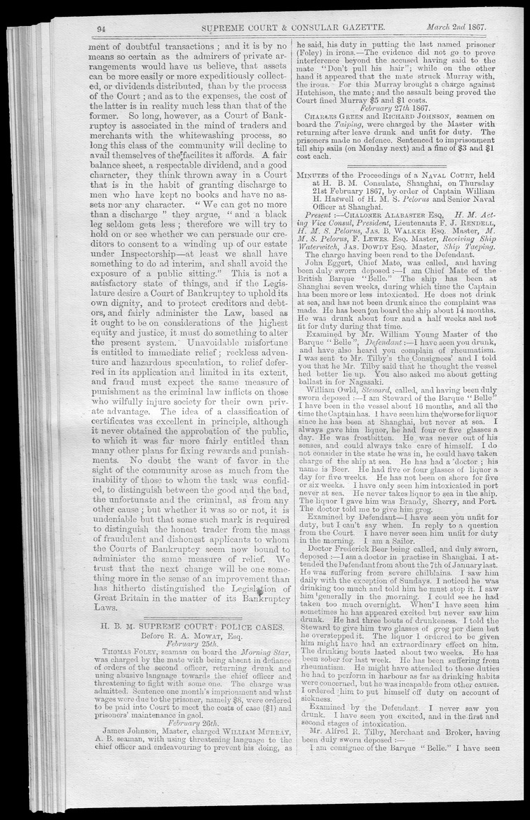 Supreme Court and consular gazette, and law reporter for the Supreme & provincial courts of China & Japan - 