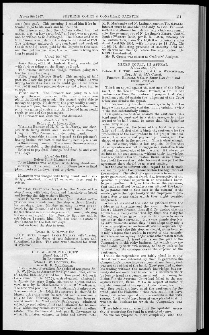 Supreme Court and consular gazette, and law reporter for the Supreme & provincial courts of China & Japan - 