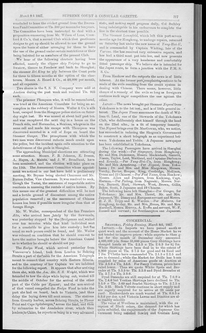 Supreme Court and consular gazette, and law reporter for the Supreme & provincial courts of China & Japan - 