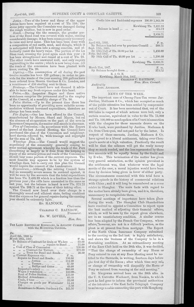 Supreme Court and consular gazette, and law reporter for the Supreme & provincial courts of China & Japan - 