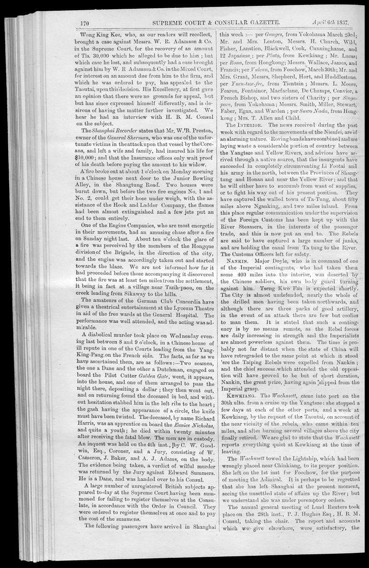 Supreme Court and consular gazette, and law reporter for the Supreme & provincial courts of China & Japan - 