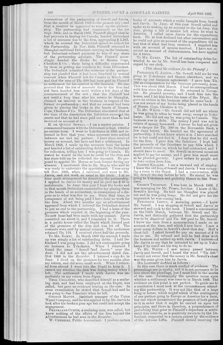 Supreme Court and consular gazette, and law reporter for the Supreme & provincial courts of China & Japan - 