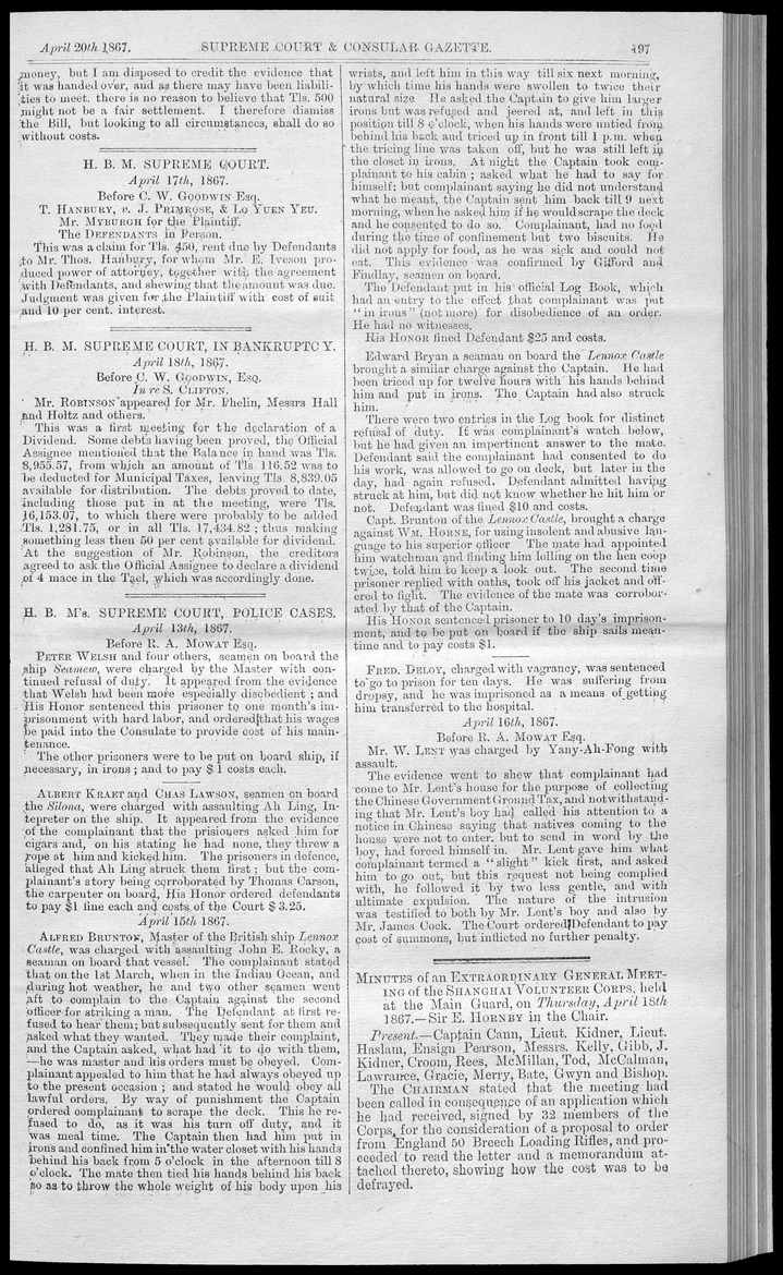 Supreme Court and consular gazette, and law reporter for the Supreme & provincial courts of China & Japan - 