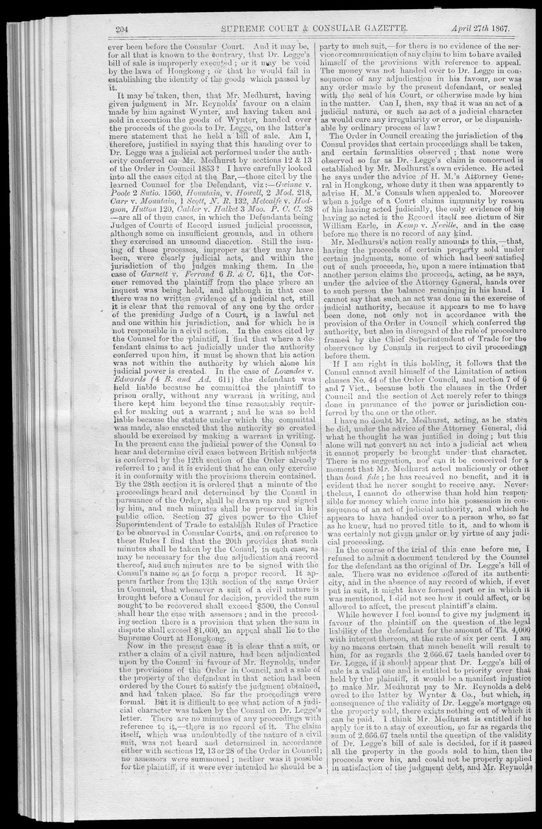 Supreme Court and consular gazette, and law reporter for the Supreme & provincial courts of China & Japan - 