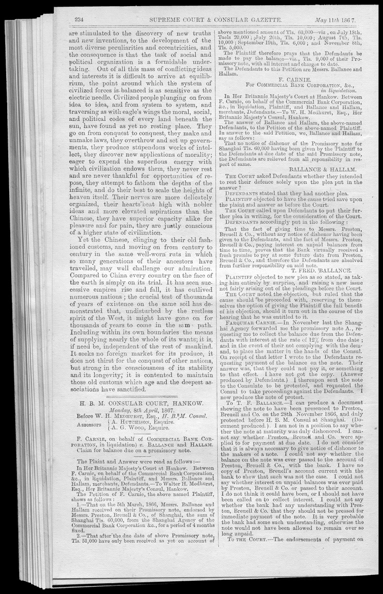 Supreme Court and consular gazette, and law reporter for the Supreme & provincial courts of China & Japan - 