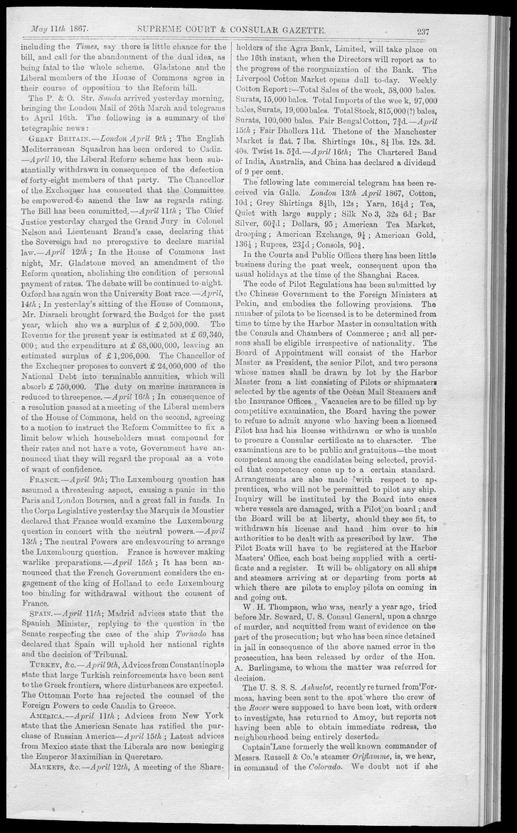 Supreme Court and consular gazette, and law reporter for the Supreme & provincial courts of China & Japan - 