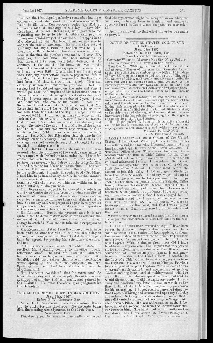 Supreme Court and consular gazette, and law reporter for the Supreme & provincial courts of China & Japan - 