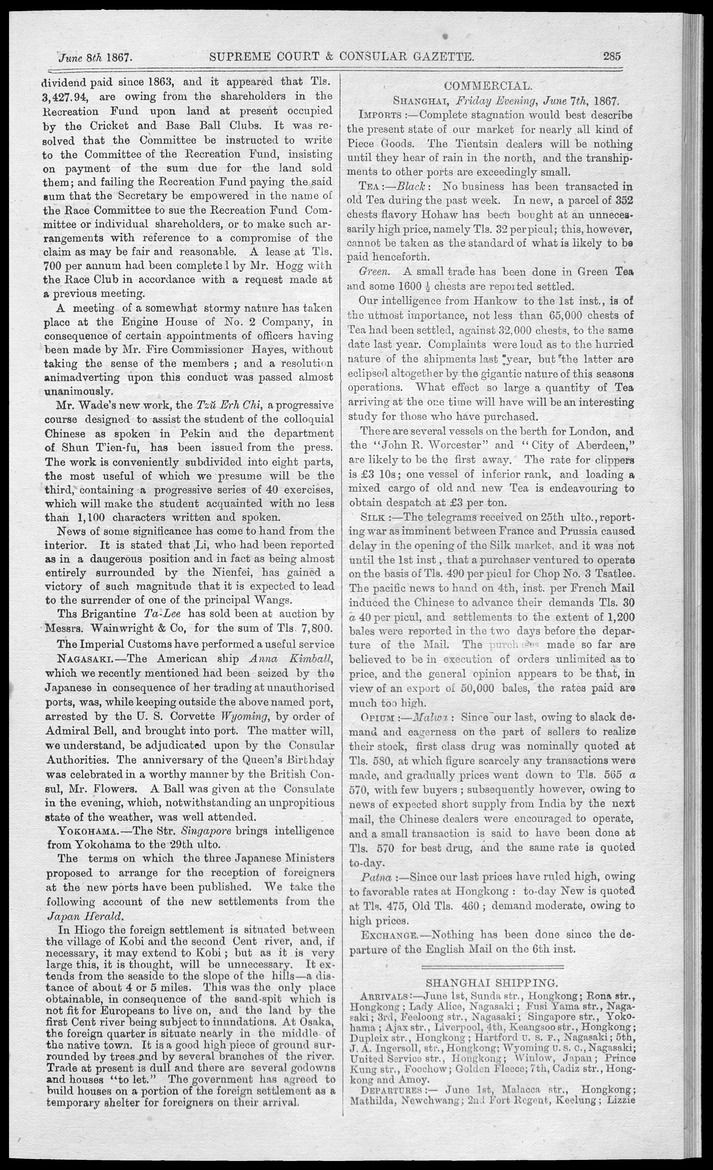 Supreme Court and consular gazette, and law reporter for the Supreme & provincial courts of China & Japan - 