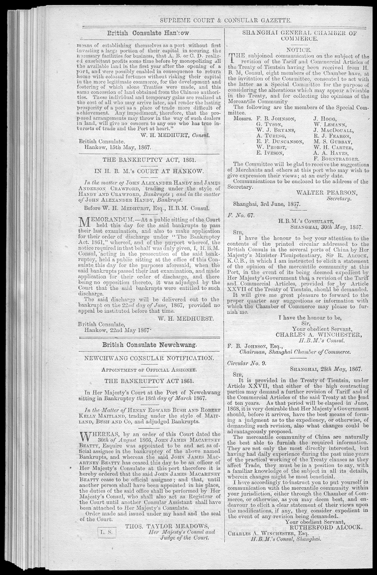 Supreme Court and consular gazette, and law reporter for the Supreme & provincial courts of China & Japan - 