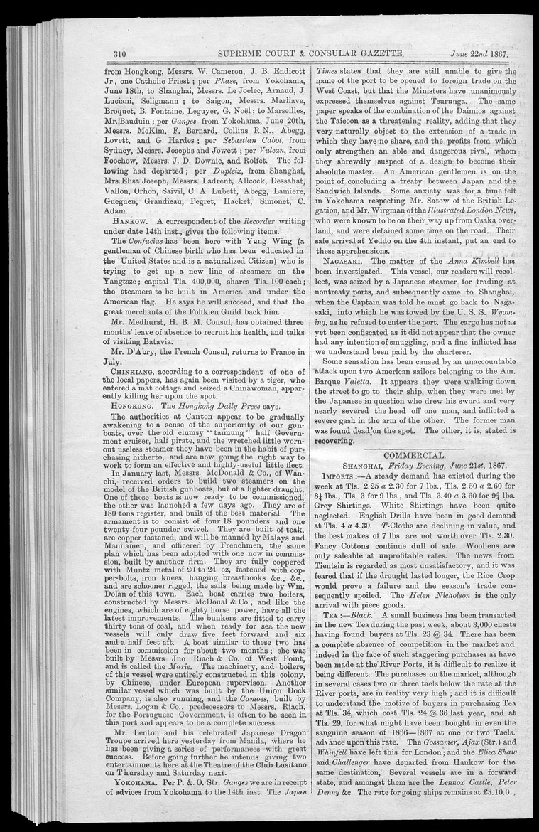 Supreme Court and consular gazette, and law reporter for the Supreme & provincial courts of China & Japan - 