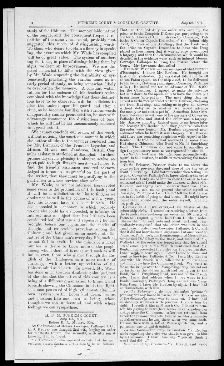 Supreme Court and consular gazette, and law reporter for the Supreme & provincial courts of China & Japan - 