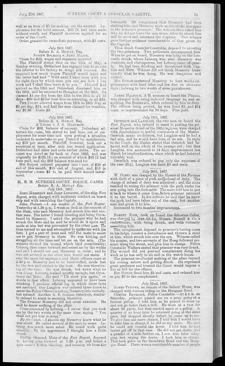 Supreme Court and consular gazette, and law reporter for the Supreme & provincial courts of China & Japan - 