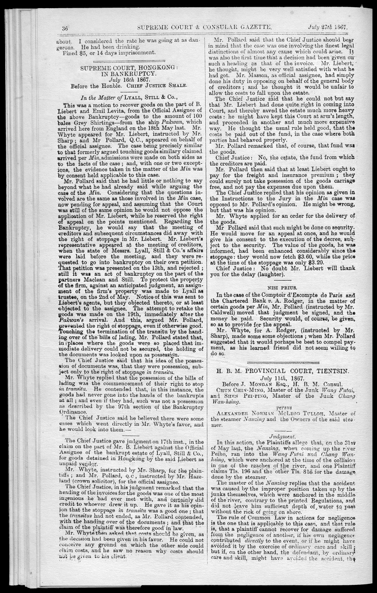 Supreme Court and consular gazette, and law reporter for the Supreme & provincial courts of China & Japan - 