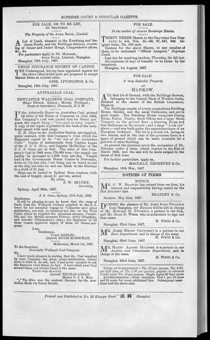 Supreme Court and consular gazette, and law reporter for the Supreme & provincial courts of China & Japan - 