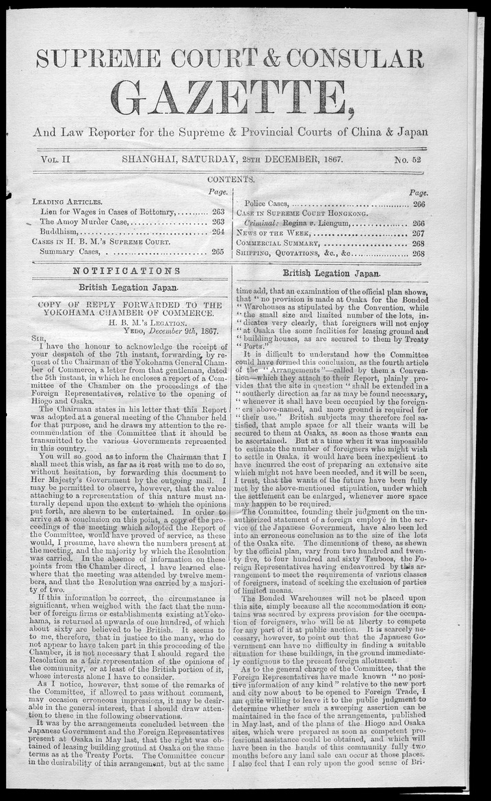 Supreme Court and consular gazette, and law reporter for the Supreme & provincial courts of China & Japan - 