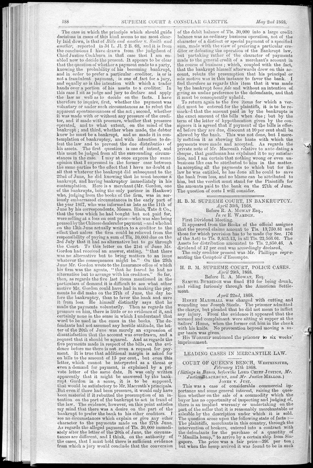 Supreme Court and consular gazette, and law reporter for the Supreme & provincial courts of China & Japan - 