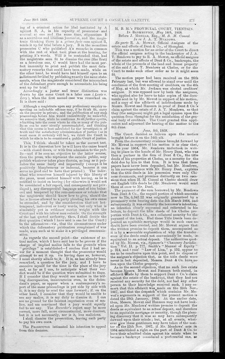 Supreme Court and consular gazette, and law reporter for the Supreme & provincial courts of China & Japan - digital image 9