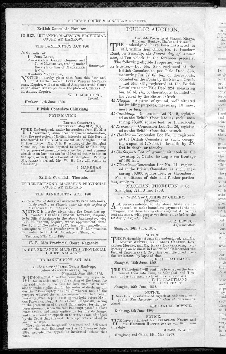 Supreme Court and consular gazette, and law reporter for the Supreme & provincial courts of China & Japan - 