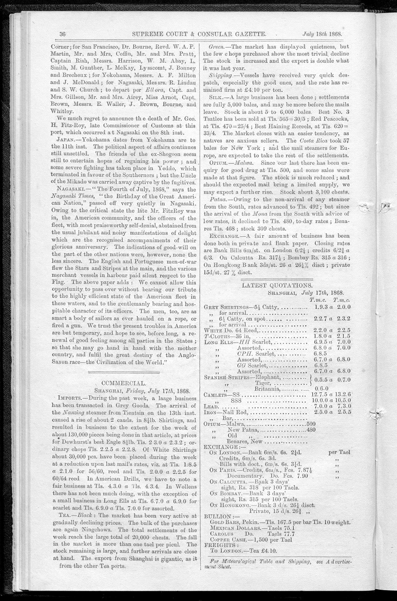 Supreme Court and consular gazette, and law reporter for the Supreme & provincial courts of China & Japan - 