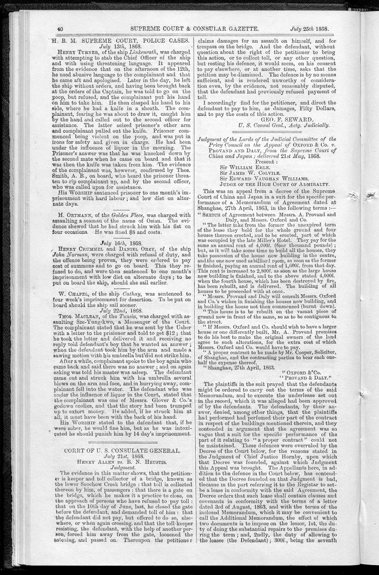 Supreme Court and consular gazette, and law reporter for the Supreme & provincial courts of China & Japan - 