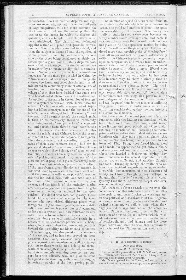 Supreme Court and consular gazette, and law reporter for the Supreme & provincial courts of China & Japan - Page 50