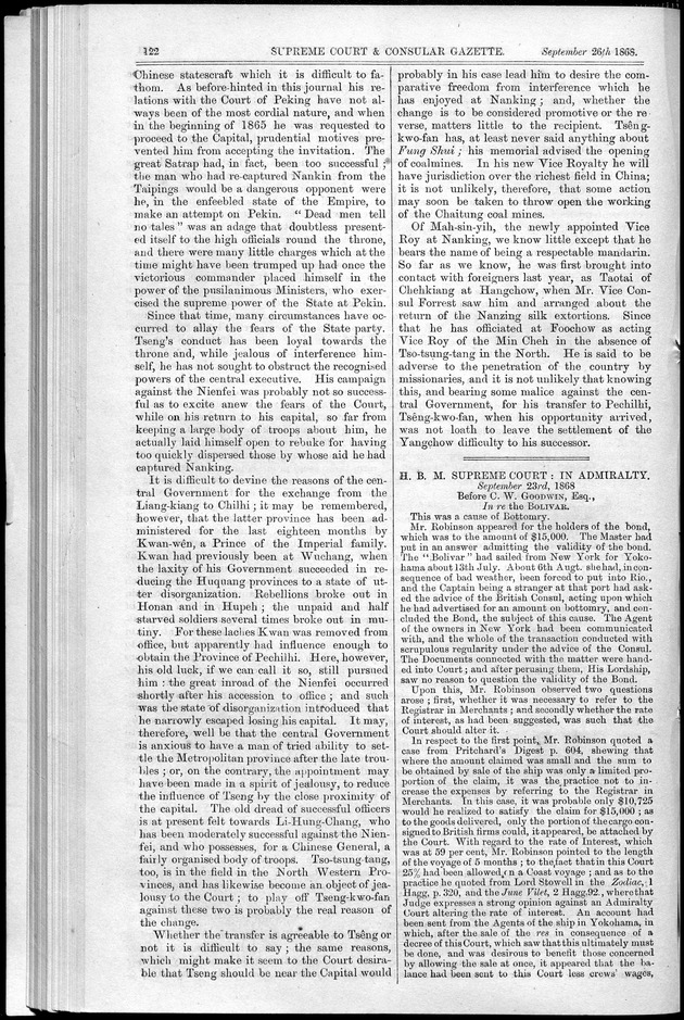 Supreme Court and consular gazette, and law reporter for the Supreme & provincial courts of China & Japan - 