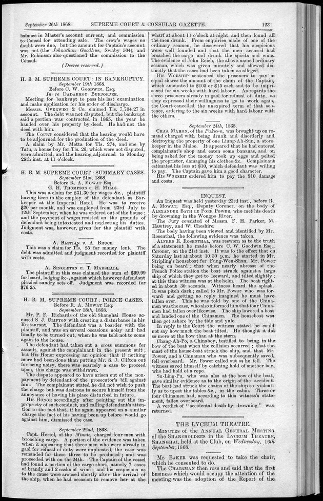 Supreme Court and consular gazette, and law reporter for the Supreme & provincial courts of China & Japan - 