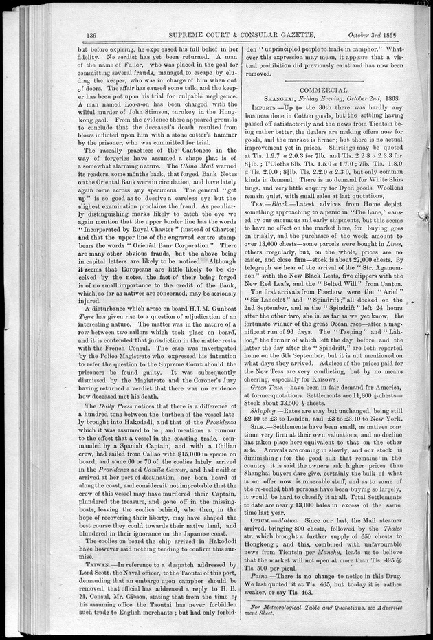 Supreme Court and consular gazette, and law reporter for the Supreme & provincial courts of China & Japan - 