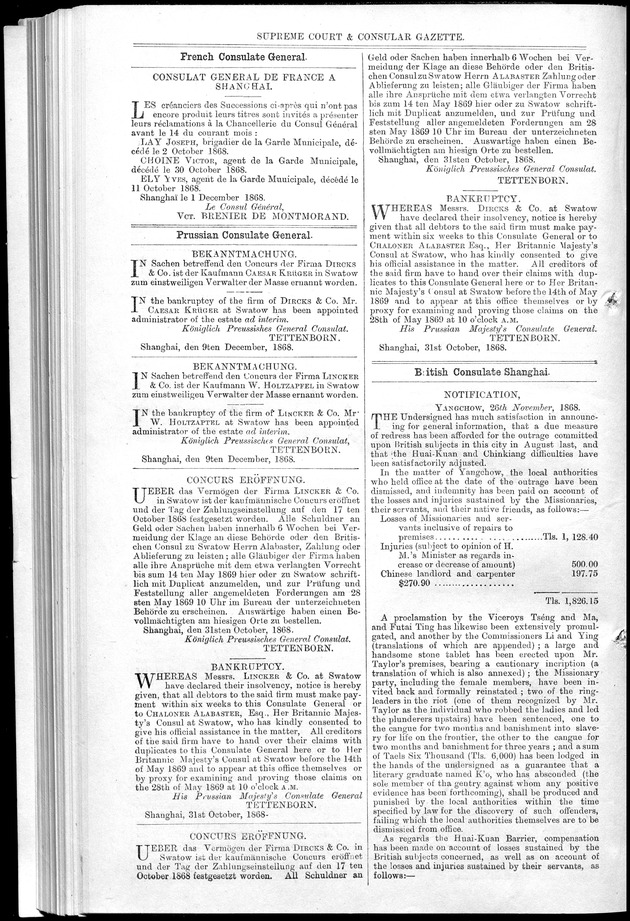 Supreme Court and consular gazette, and law reporter for the Supreme & provincial courts of China & Japan - 