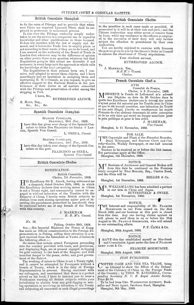 Supreme Court and consular gazette, and law reporter for the Supreme & provincial courts of China & Japan - 