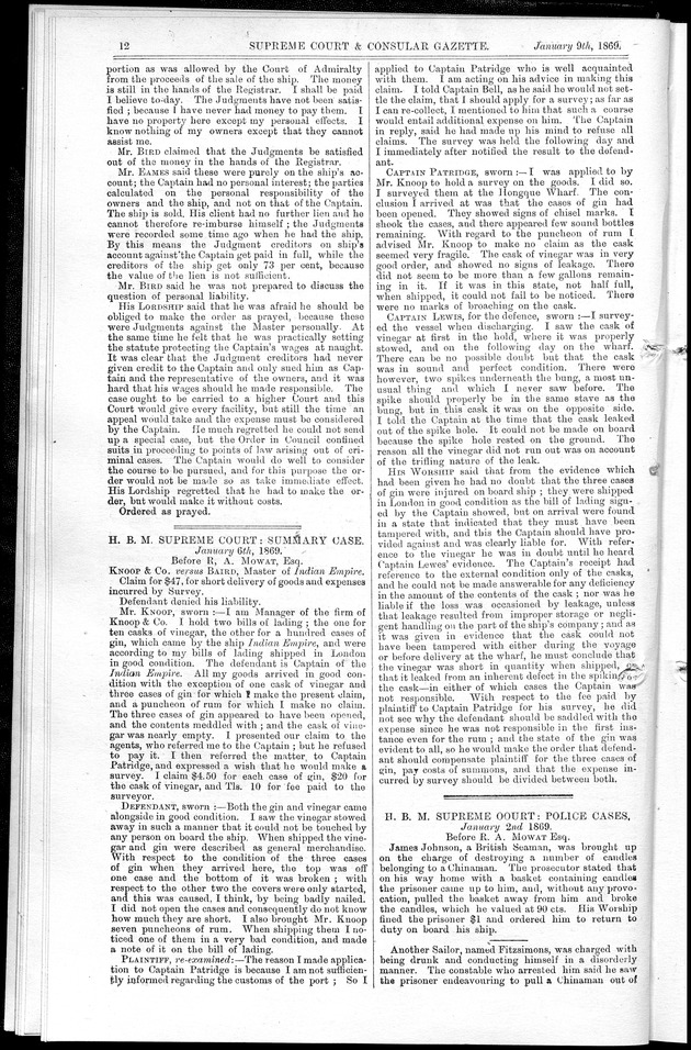 Supreme Court and consular gazette, and law reporter for the Supreme & provincial courts of China & Japan - 