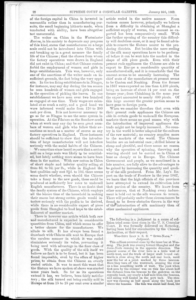 Supreme Court and consular gazette, and law reporter for the Supreme & provincial courts of China & Japan - 