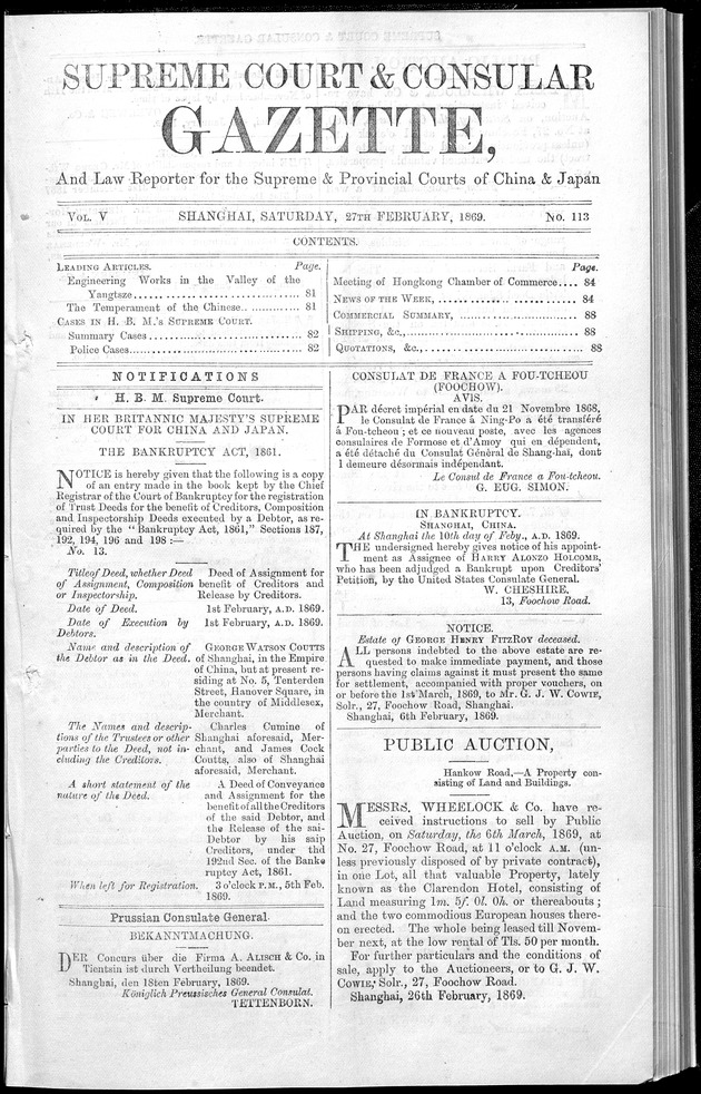 Supreme Court and consular gazette, and law reporter for the Supreme & provincial courts of China & Japan - 