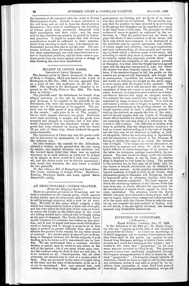 Supreme Court and consular gazette, and law reporter for the Supreme & provincial courts of China & Japan - 