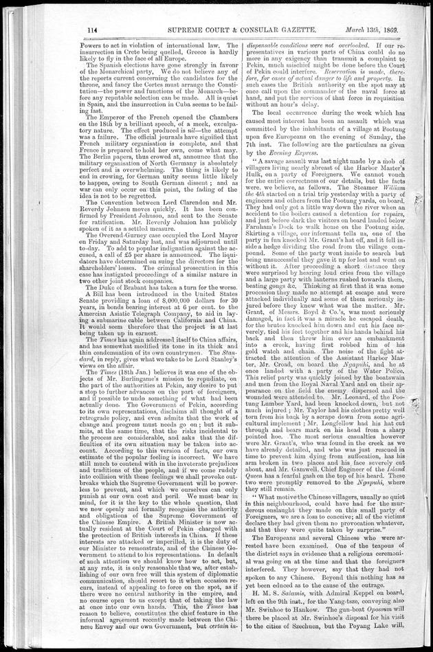 Supreme Court and consular gazette, and law reporter for the Supreme & provincial courts of China & Japan - 