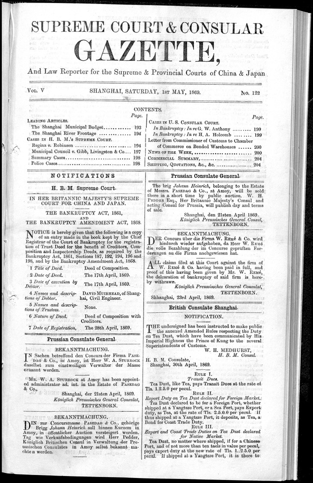 Supreme Court and consular gazette, and law reporter for the Supreme & provincial courts of China & Japan - 