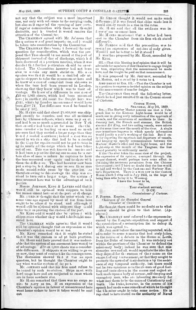 Supreme Court and consular gazette, and law reporter for the Supreme & provincial courts of China & Japan - 