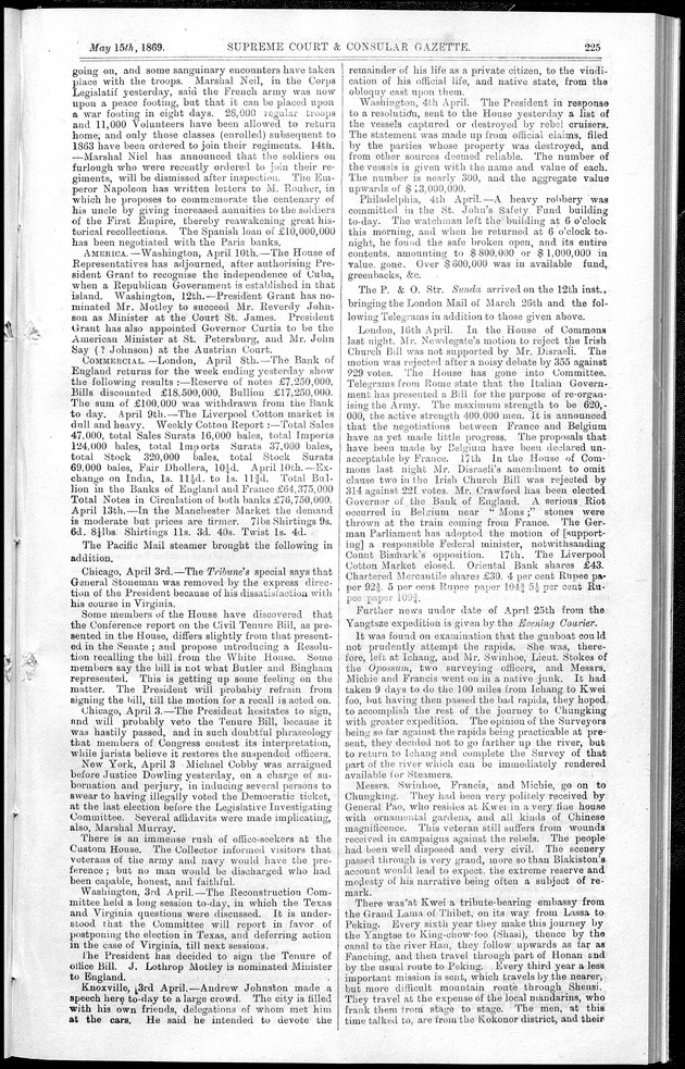 Supreme Court and consular gazette, and law reporter for the Supreme & provincial courts of China & Japan - 