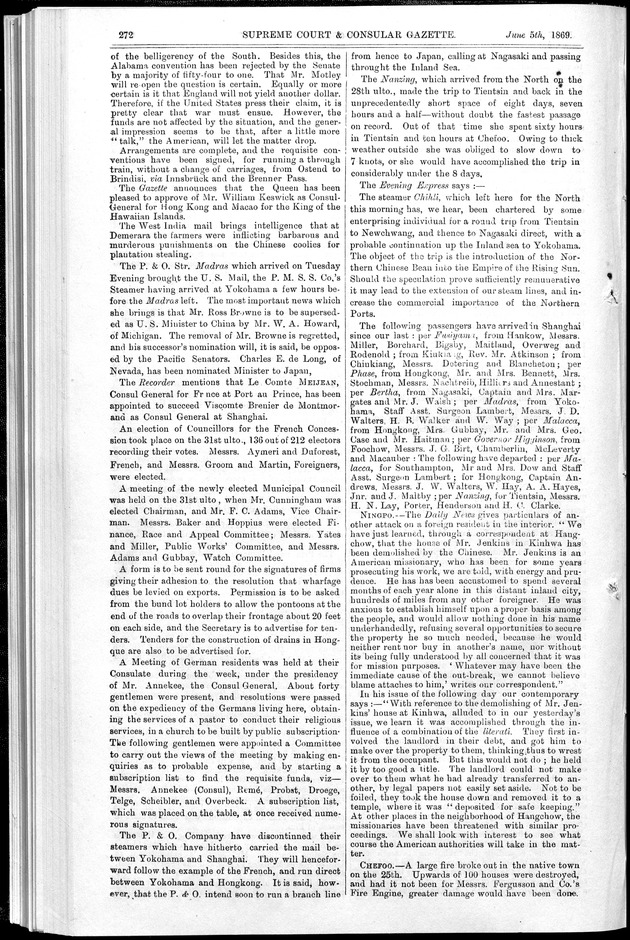 Supreme Court and consular gazette, and law reporter for the Supreme & provincial courts of China & Japan - 